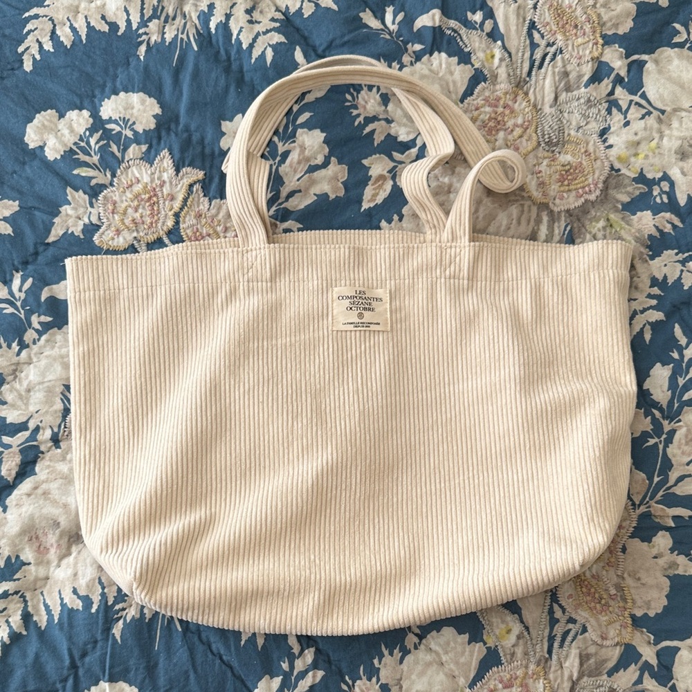 Sezane Cream Corduroy Tote